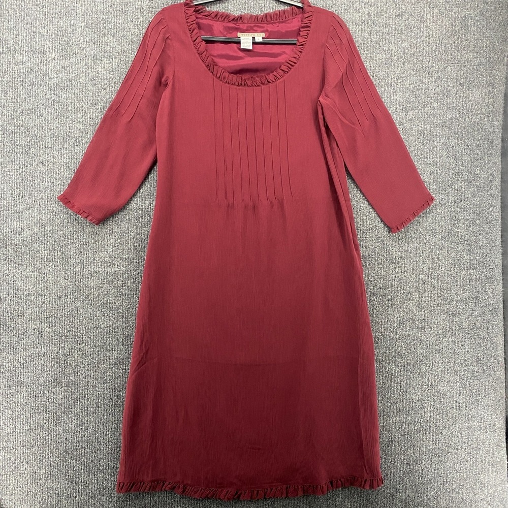 Isabella Bird Silk Dress 4 Red Shift Midi Modest‎ Classic Feminine Minimalist